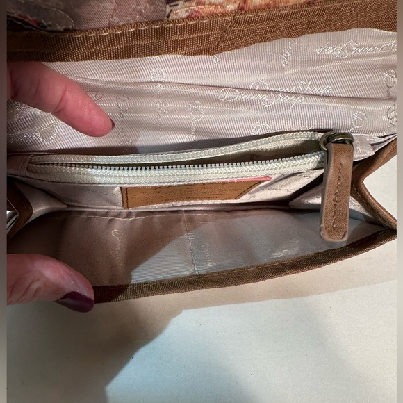 Donna Sharp Patchwork Quilted Multicolor Clutch Snap Wallet Brown Leather Trim - Picture 5 of 8